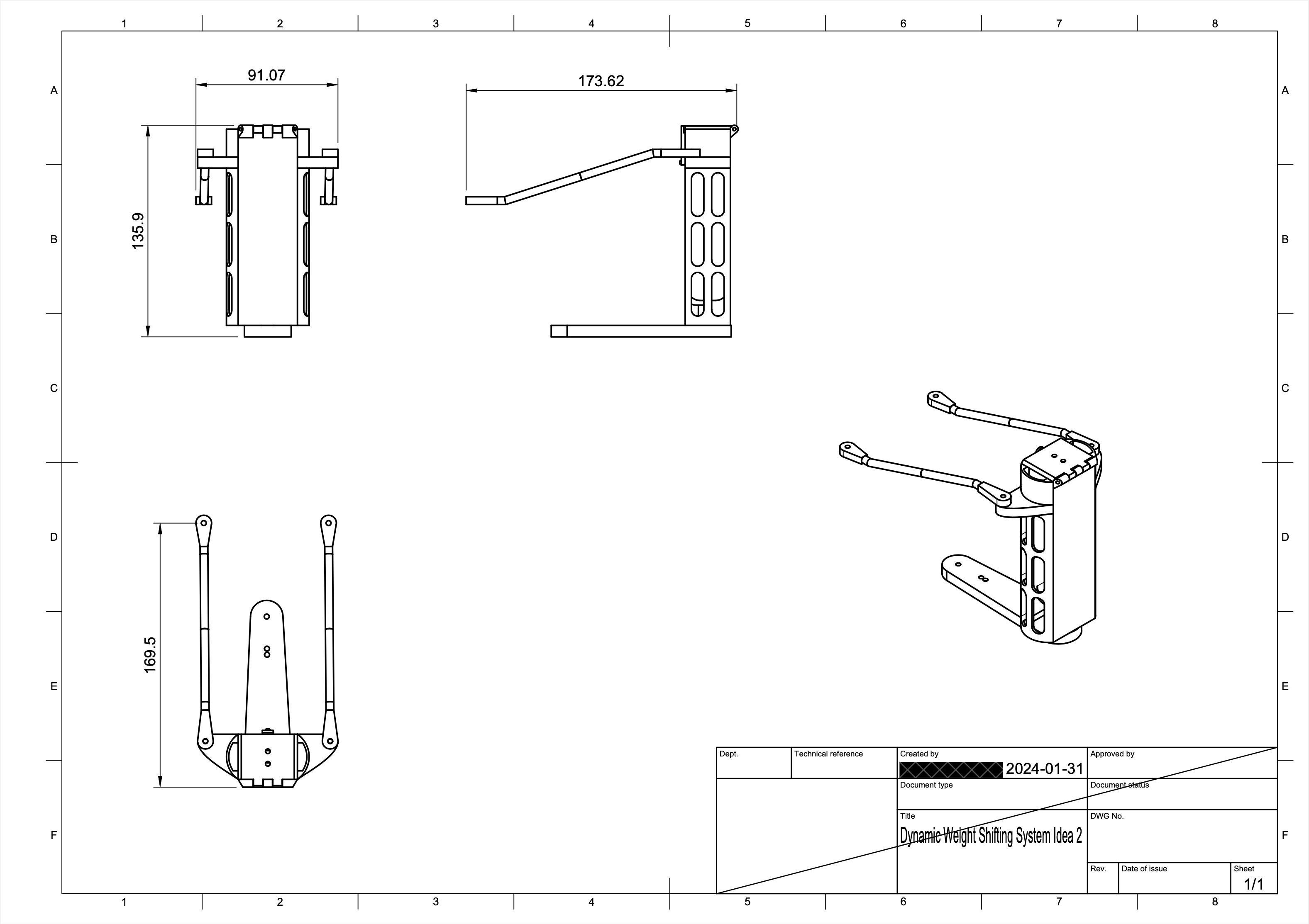 Dynamic Weight Transfer System for SkeeRide Polar Rc Snowmobile 3D print model_7