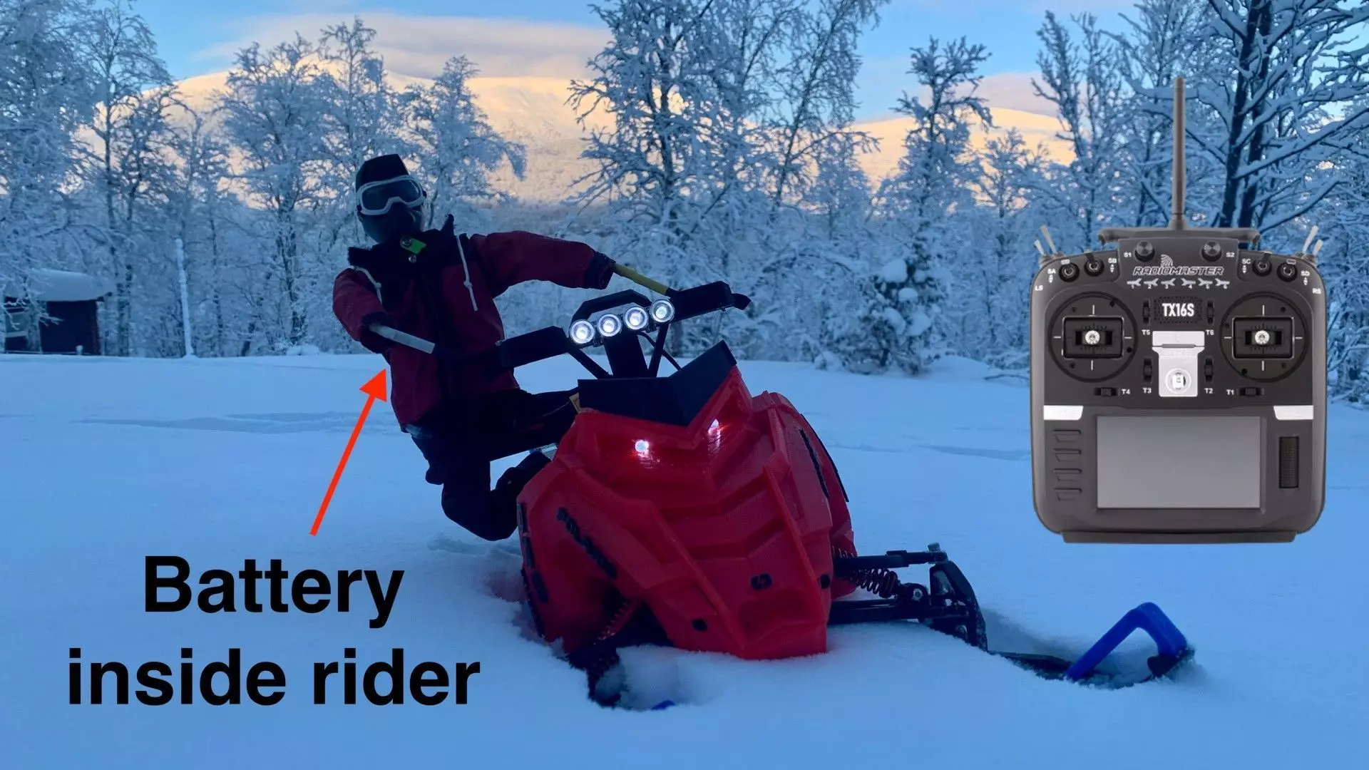 Dynamic Weight Transfer System for SkeeRide Polar Rc Snowmobile 3D print model_0