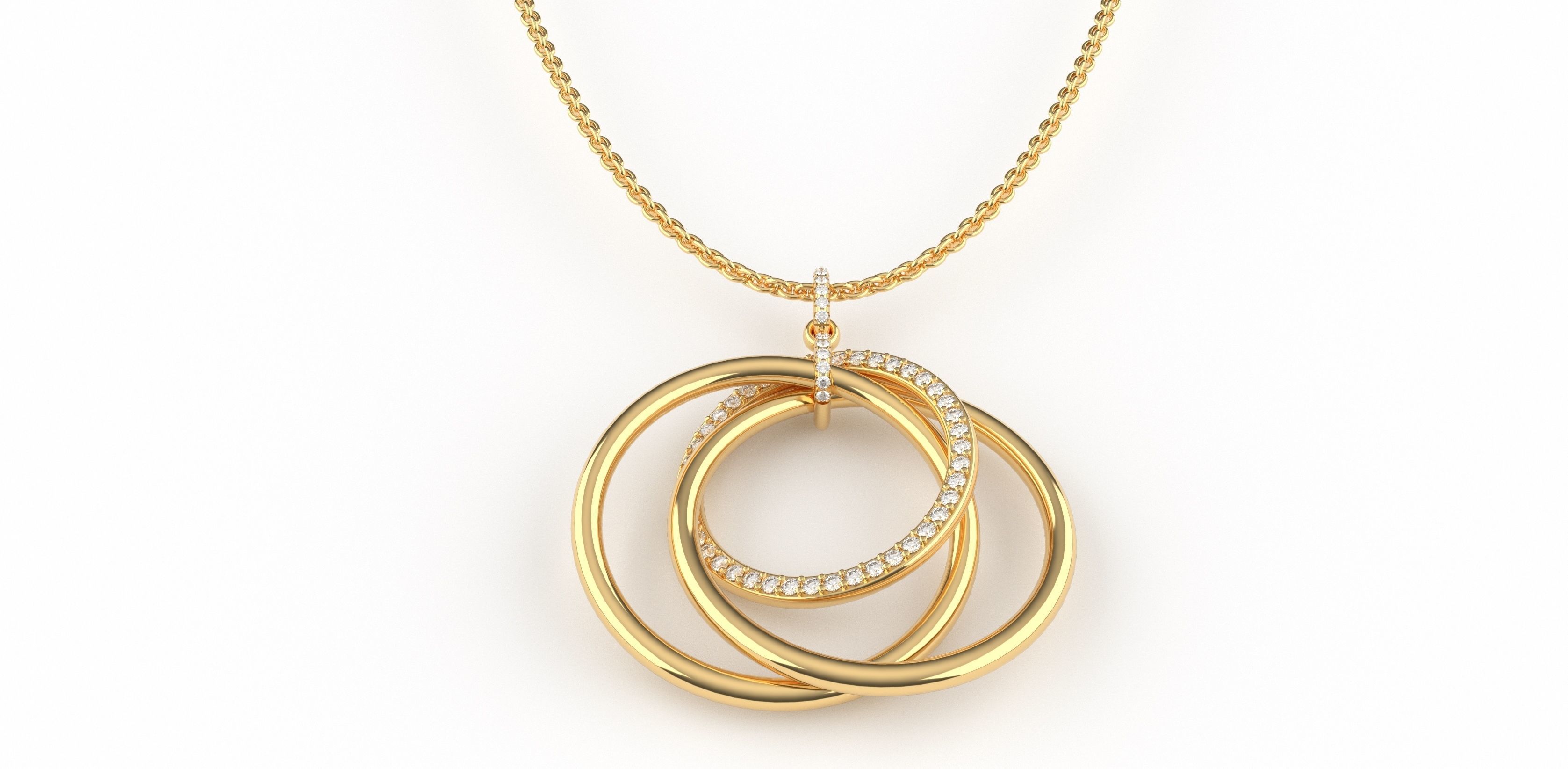 Interlocking Diamond Gold Pendant 3D print model_3