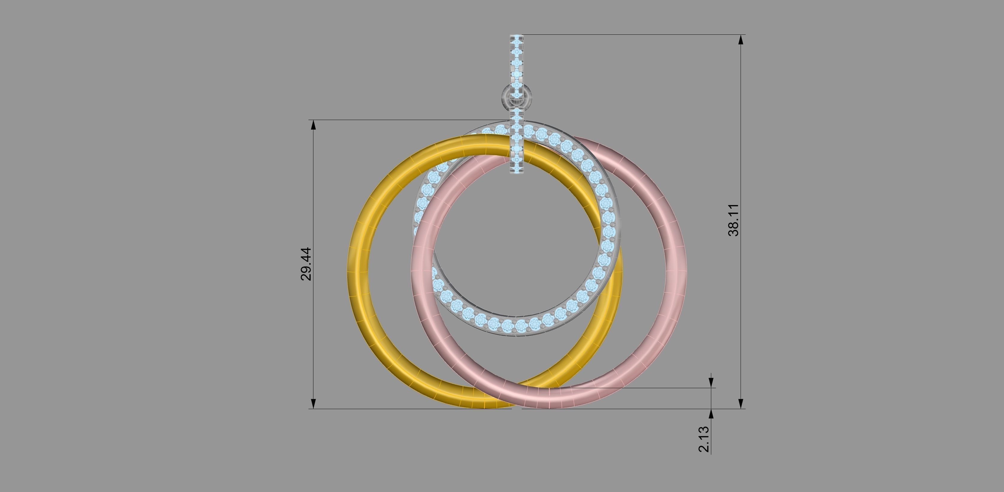 Interlocking Diamond Gold Pendant 3D print model_5