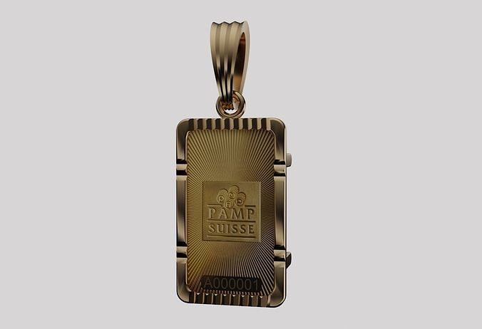 1 gram gold Pamp bar frame mount pendant  3D print model