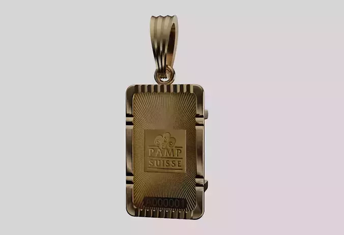 1 gram gold Pamp bar frame mount pendant 