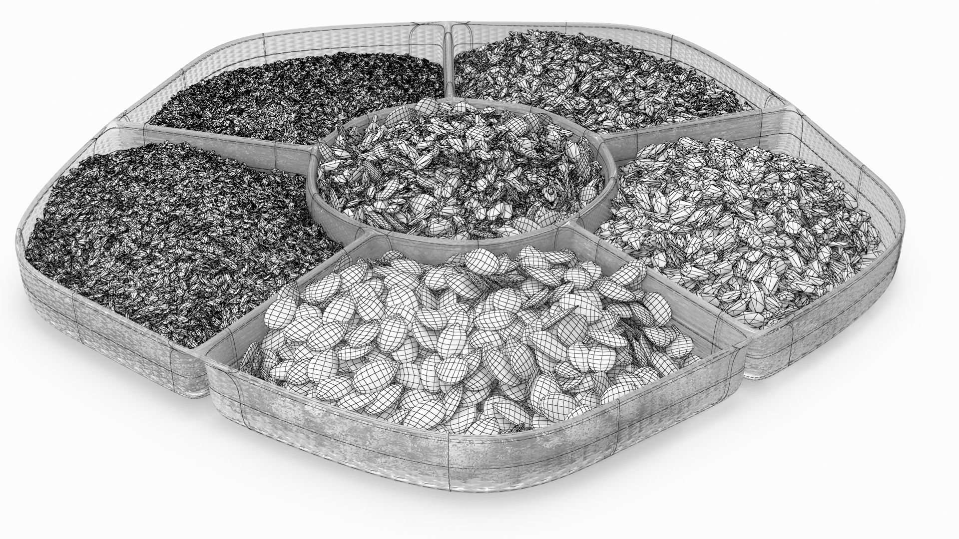 Compartment Bowl with Mixed Healthy Seeds 3D model_5