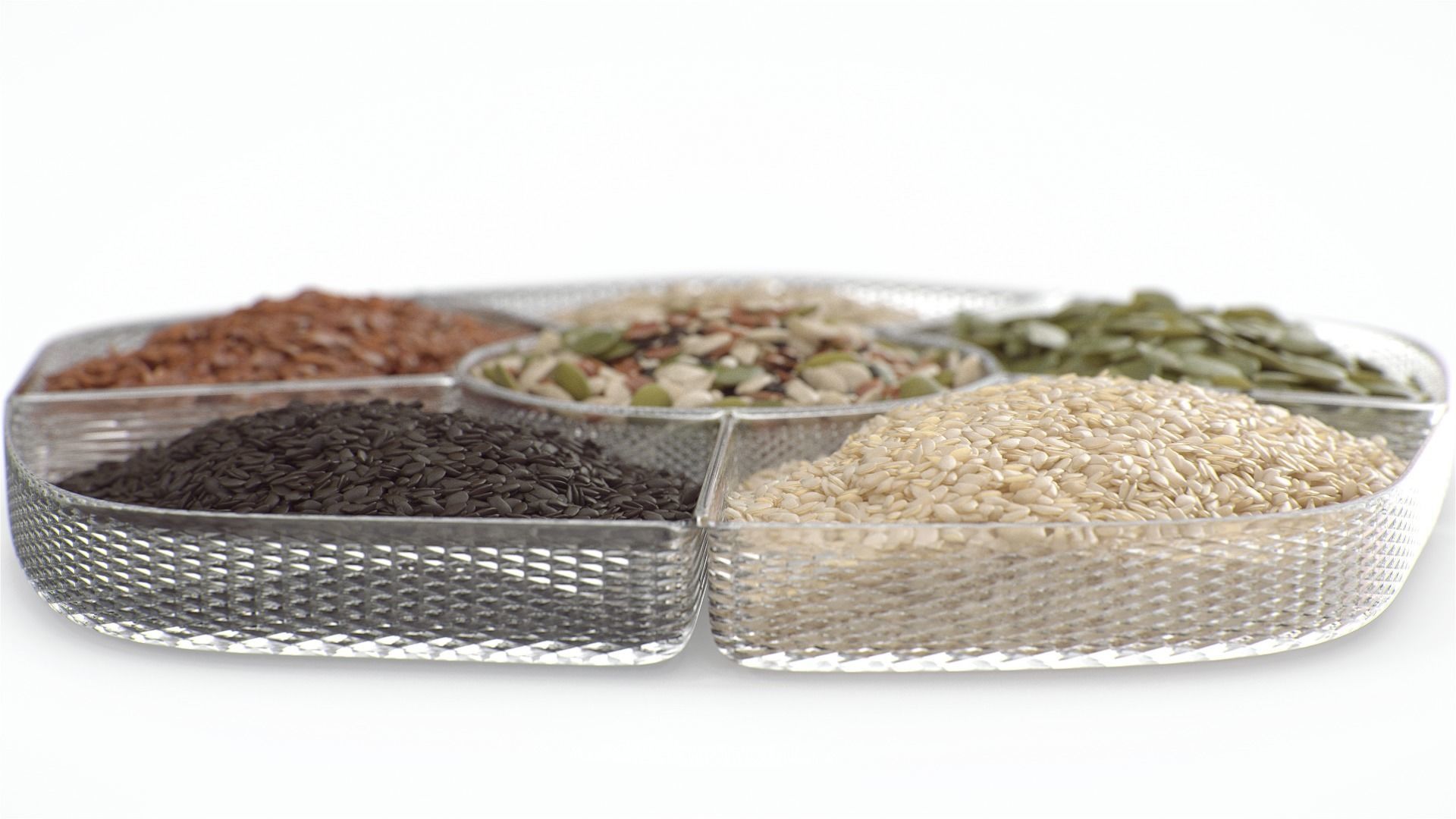 Compartment Bowl with Mixed Healthy Seeds 3D model_2