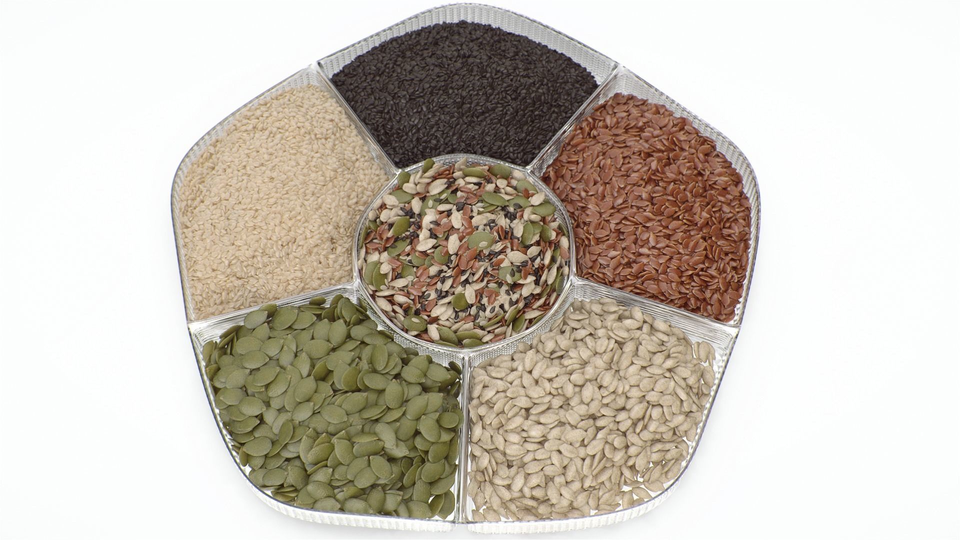 Compartment Bowl with Mixed Healthy Seeds 3D model_1