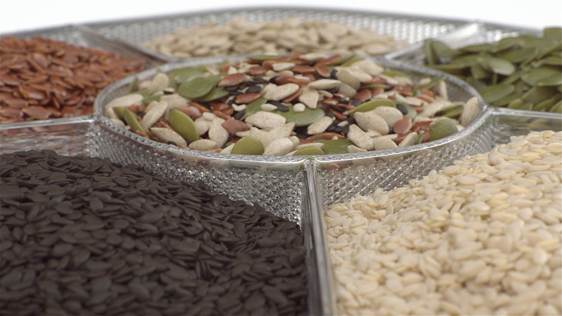 Compartment Bowl with Mixed Healthy Seeds 3D model_4