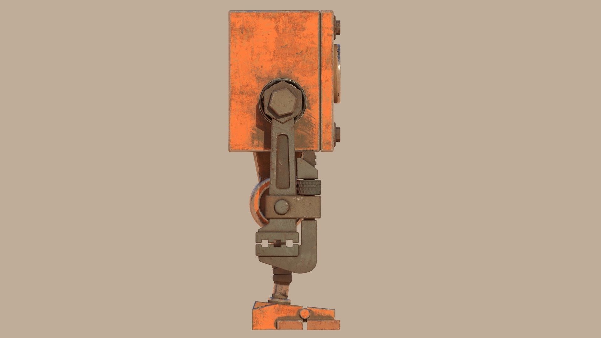 Stylized Wrenchbot Low-poly 3D model_7