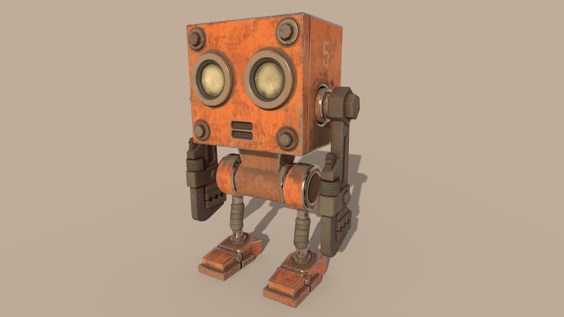 Stylized Wrenchbot Low-poly 3D model_9