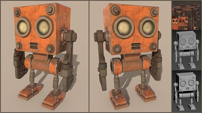 Stylized Wrenchbot Low-poly 3D model