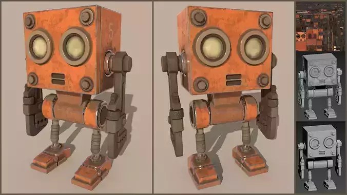 Stylized Wrenchbot Low-poly 3D model