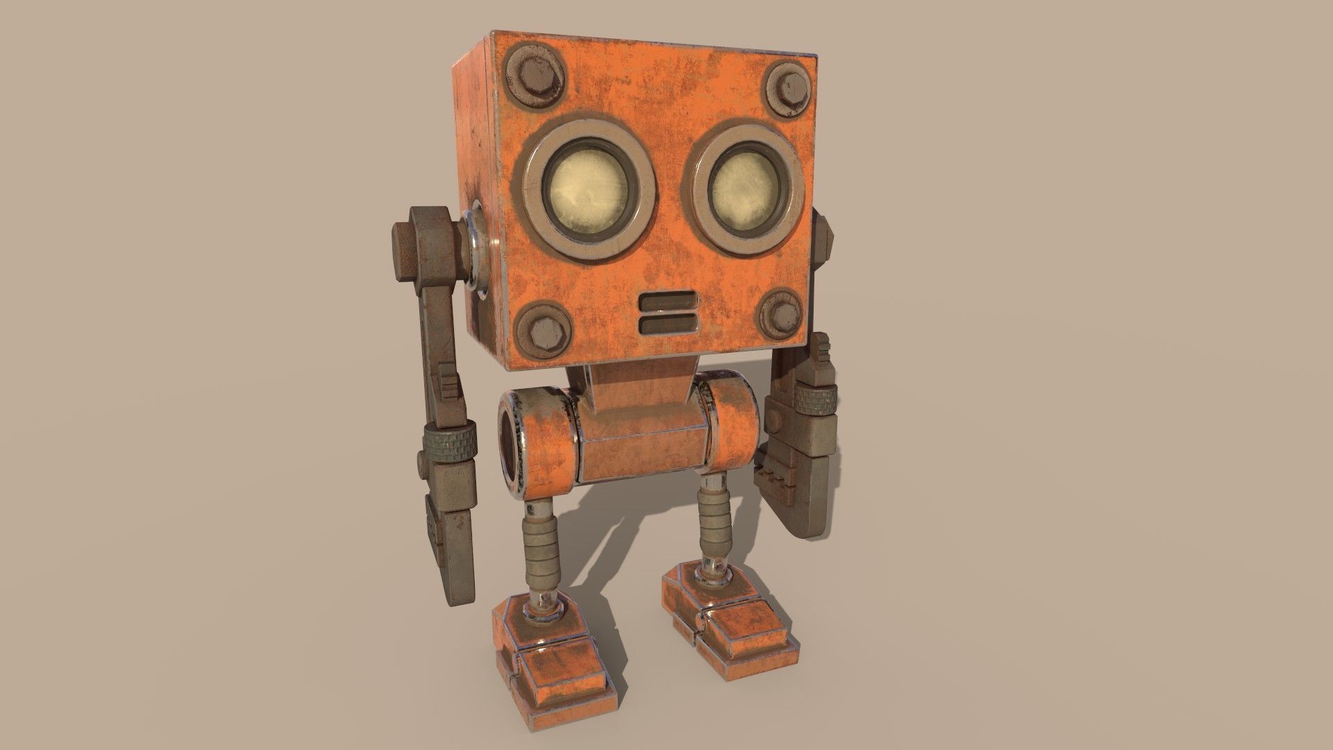 Stylized Wrenchbot Low-poly 3D model_1