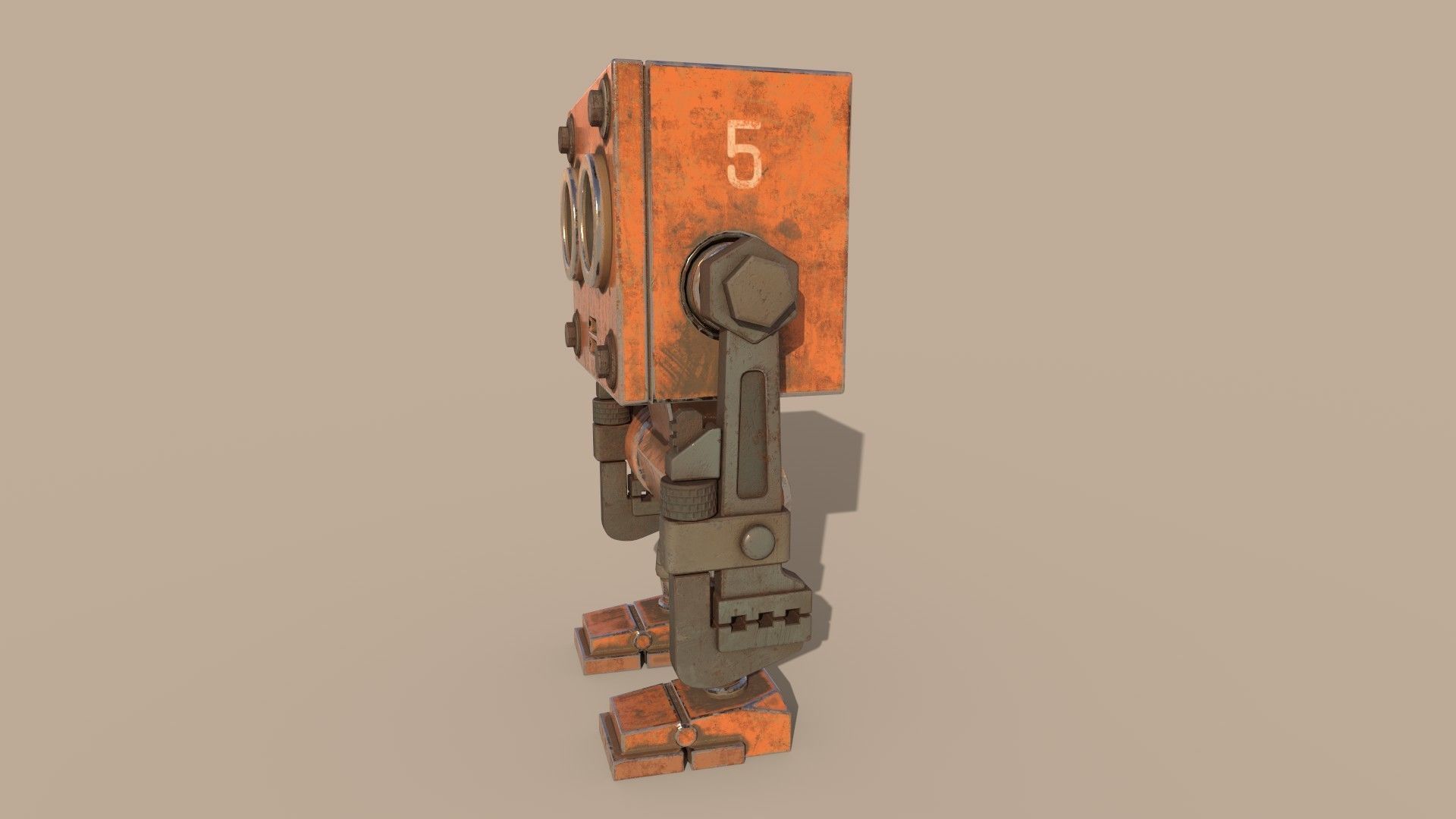 Stylized Wrenchbot Low-poly 3D model_11