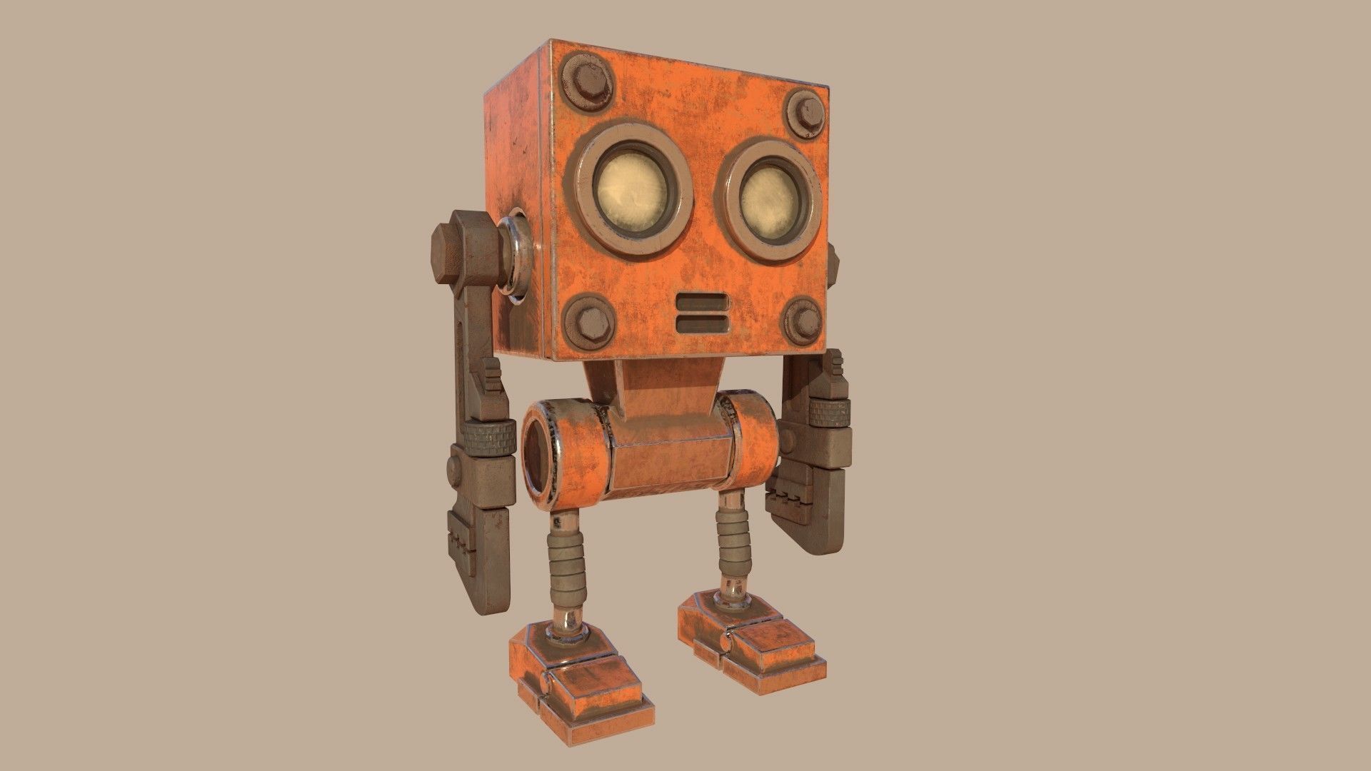 Stylized Wrenchbot Low-poly 3D model_3