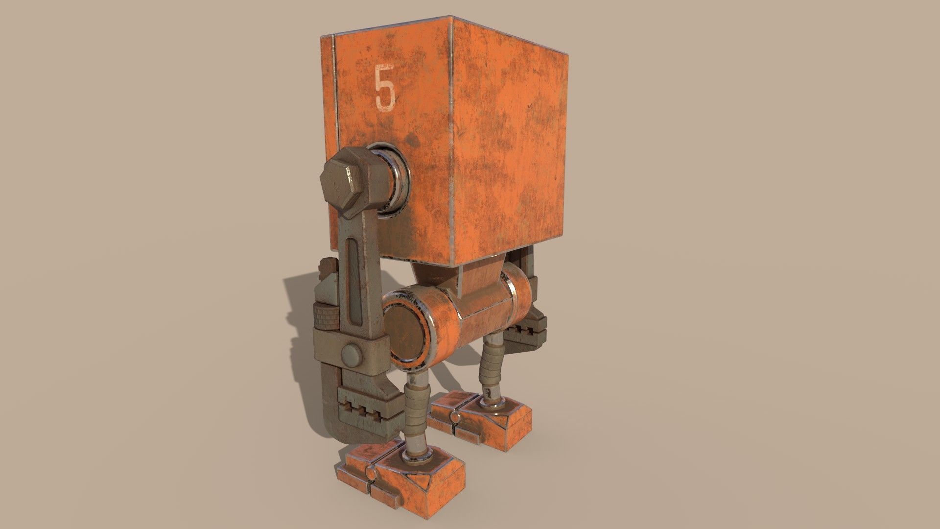 Stylized Wrenchbot Low-poly 3D model_12