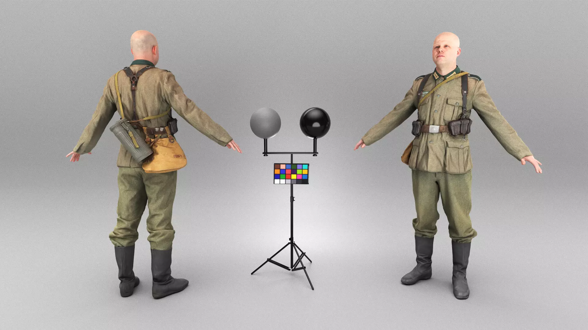 German Wehrmacht soldier ready for animation 423 Low-poly 3D model