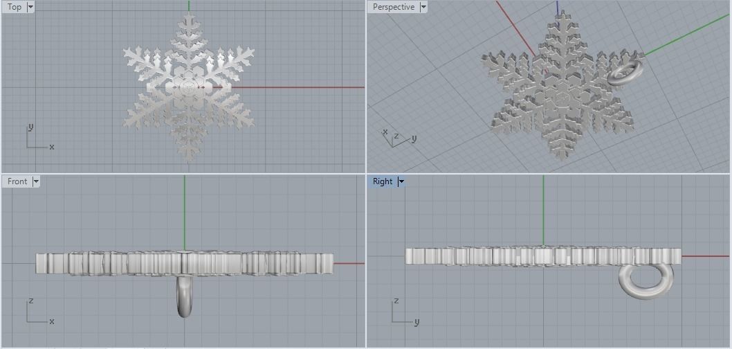 Pendant Snowflake N012084 3D print model_5