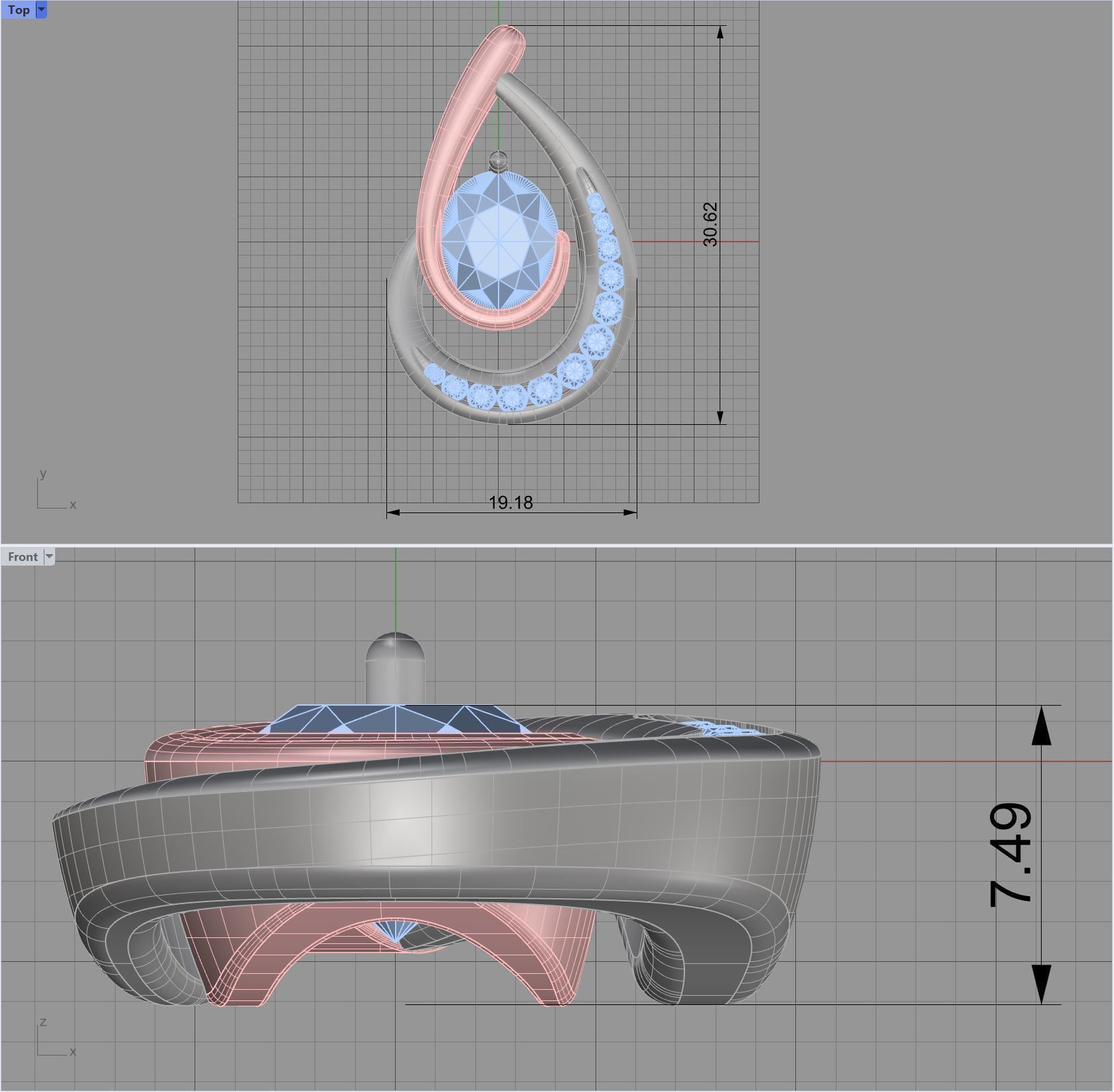 Pear Shape Gold Pendant 3D print model_4