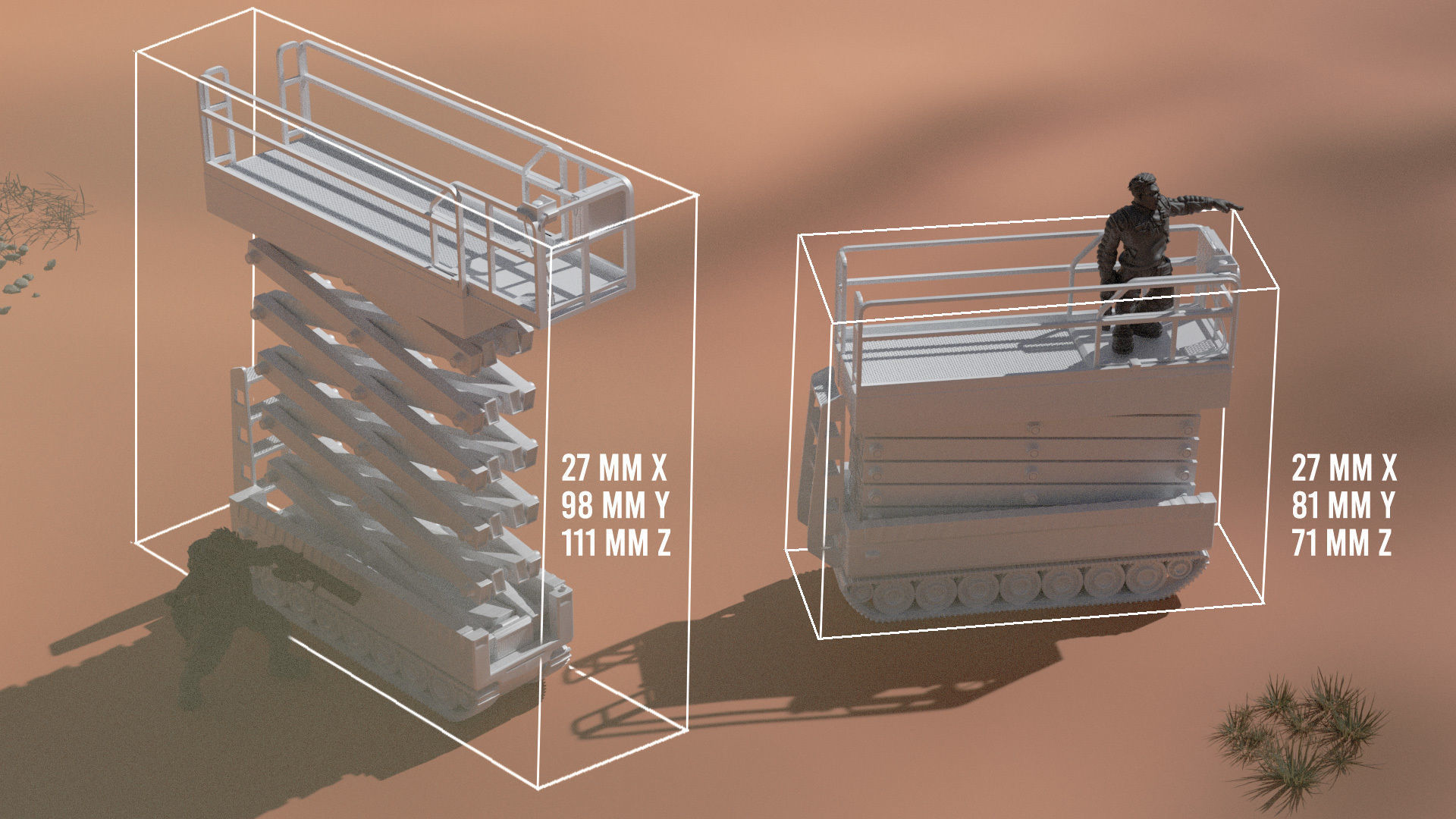 Hydraulic Scissor Lift with Track Crawler Hero Scale 3D print model_2