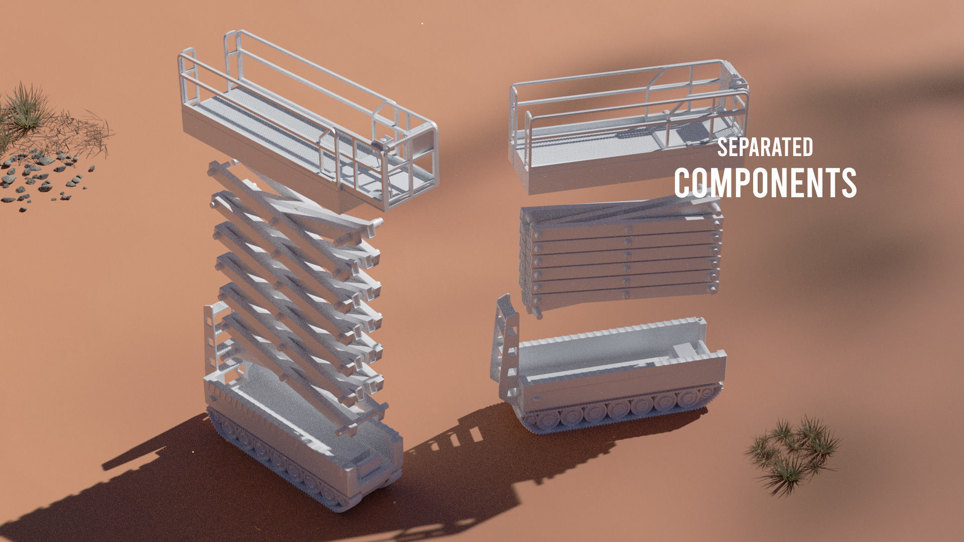Hydraulic Scissor Lift with Track Crawler Hero Scale 3D print model_1