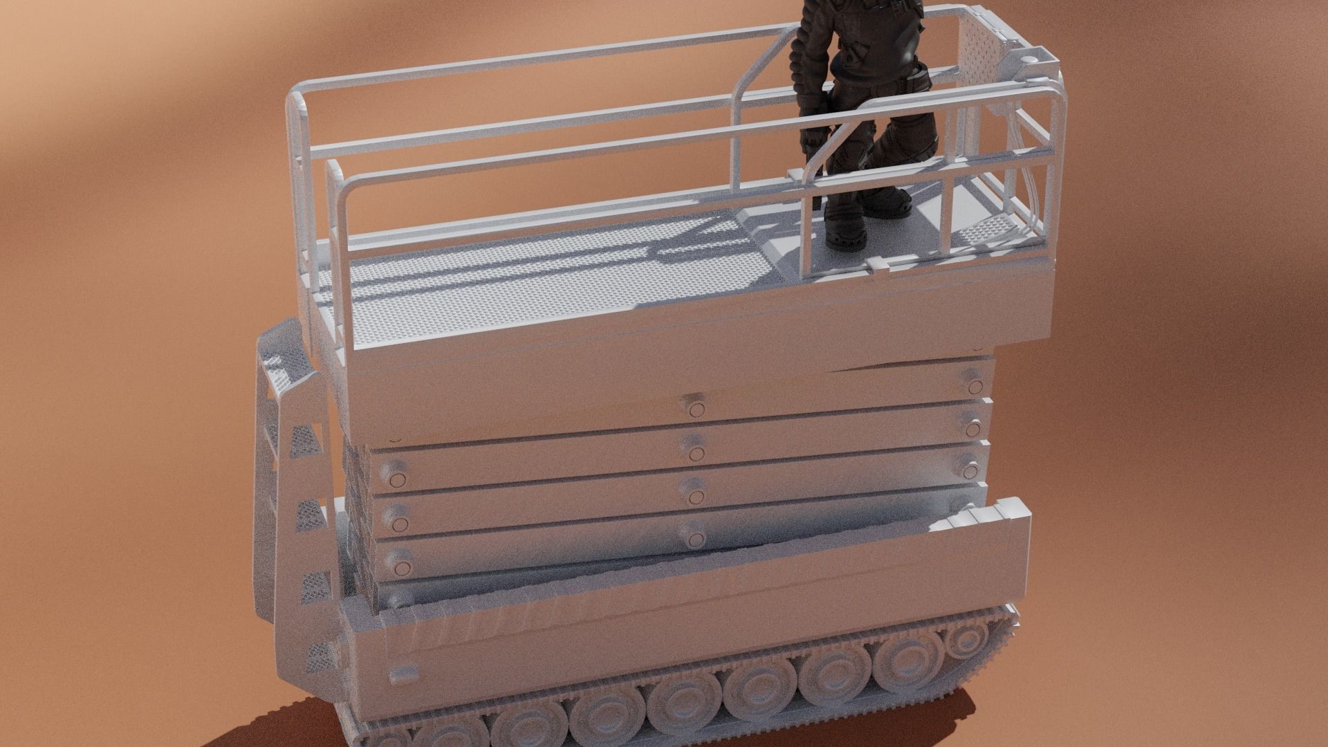 Hydraulic Scissor Lift with Track Crawler Hero Scale 3D print model_4