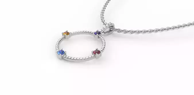 Diamond Precious Stones Gold Pendant