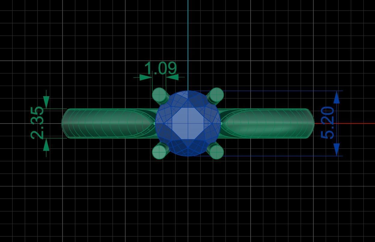 Solitaire ring 5mm gem 3D print model_5