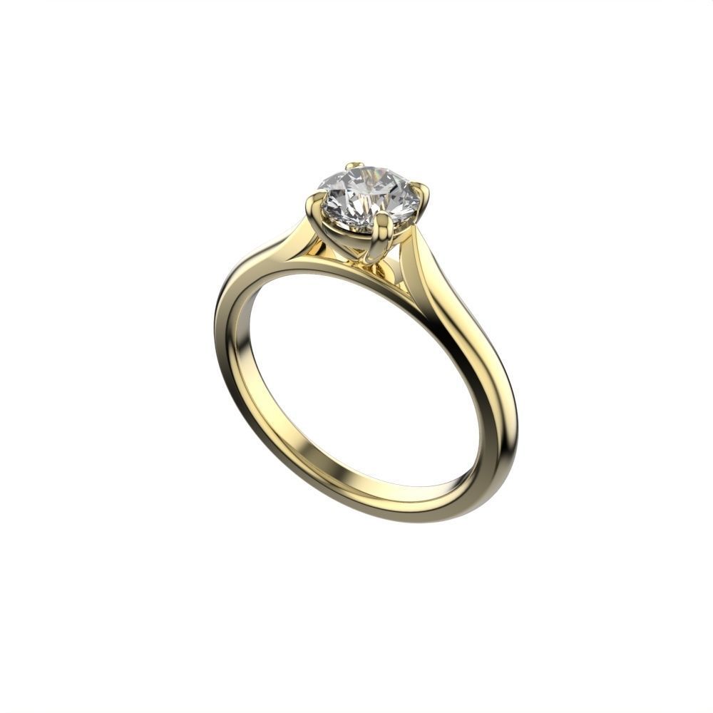 Solitaire ring 5mm gem 3D print model_1