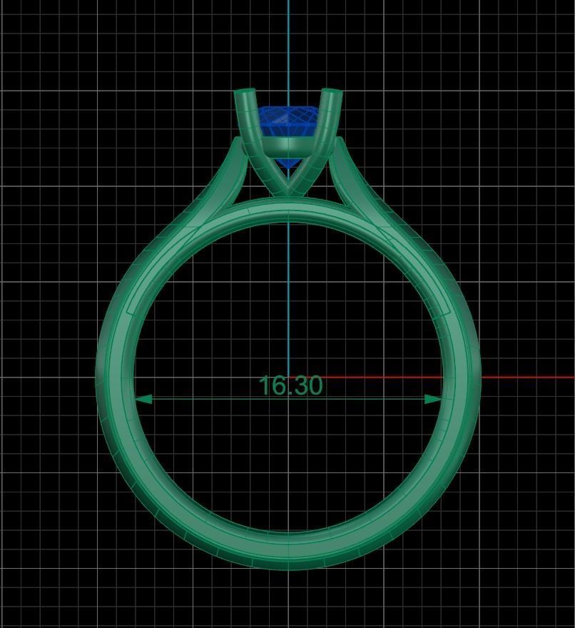 Solitaire ring 5mm gem 3D print model_6