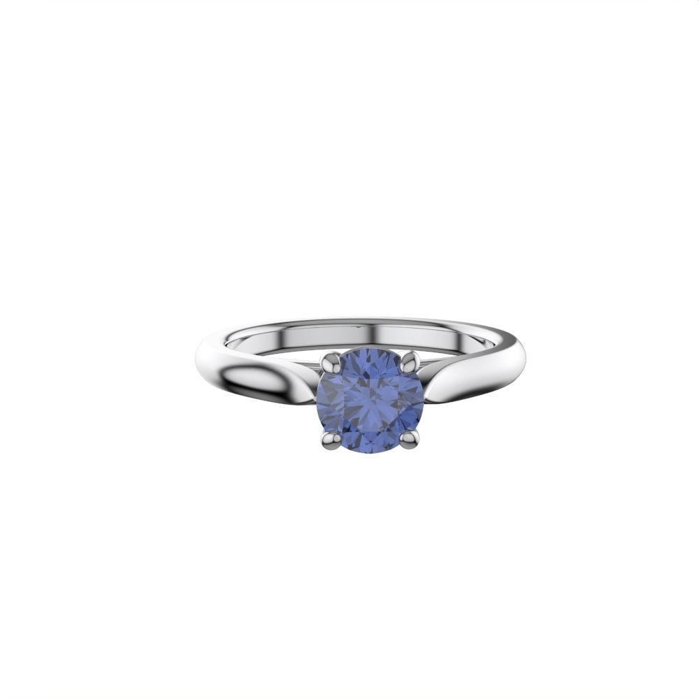 Solitaire ring 5mm gem 3D print model_3