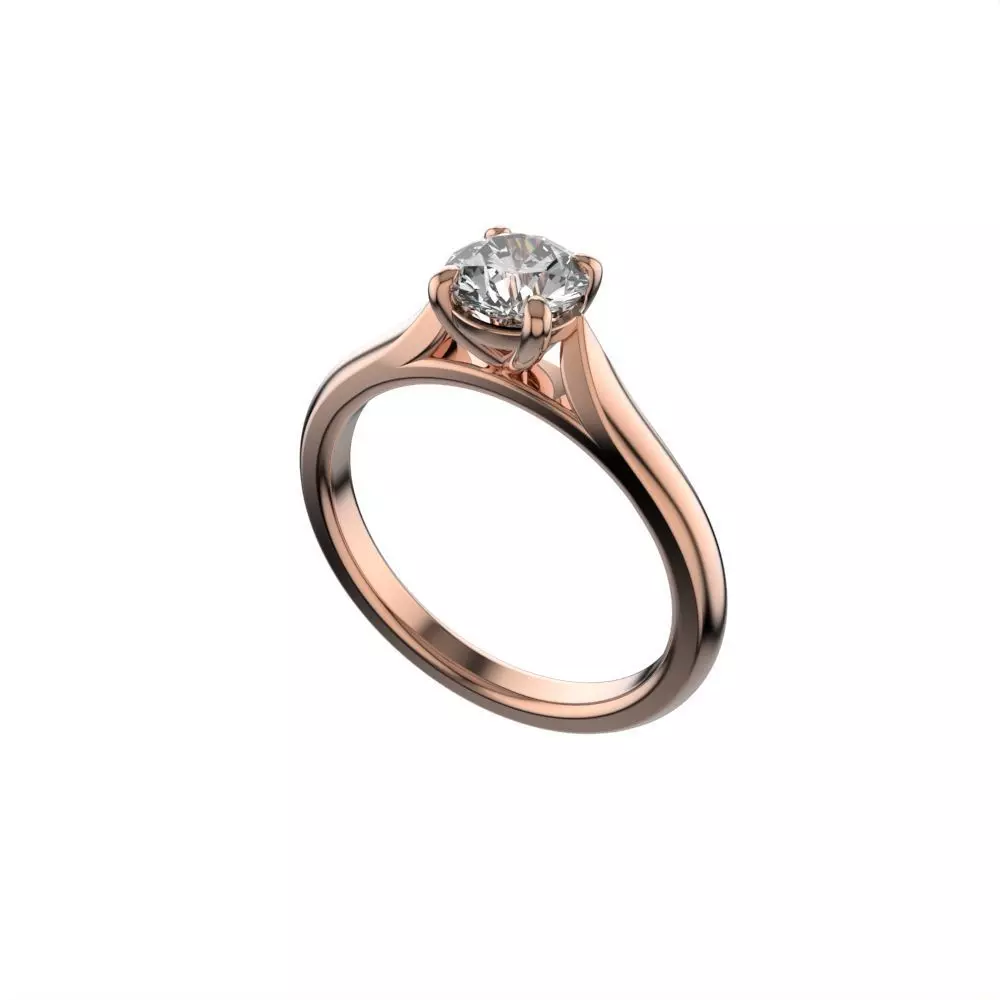 Solitaire ring 5mm gem 3D print model_0