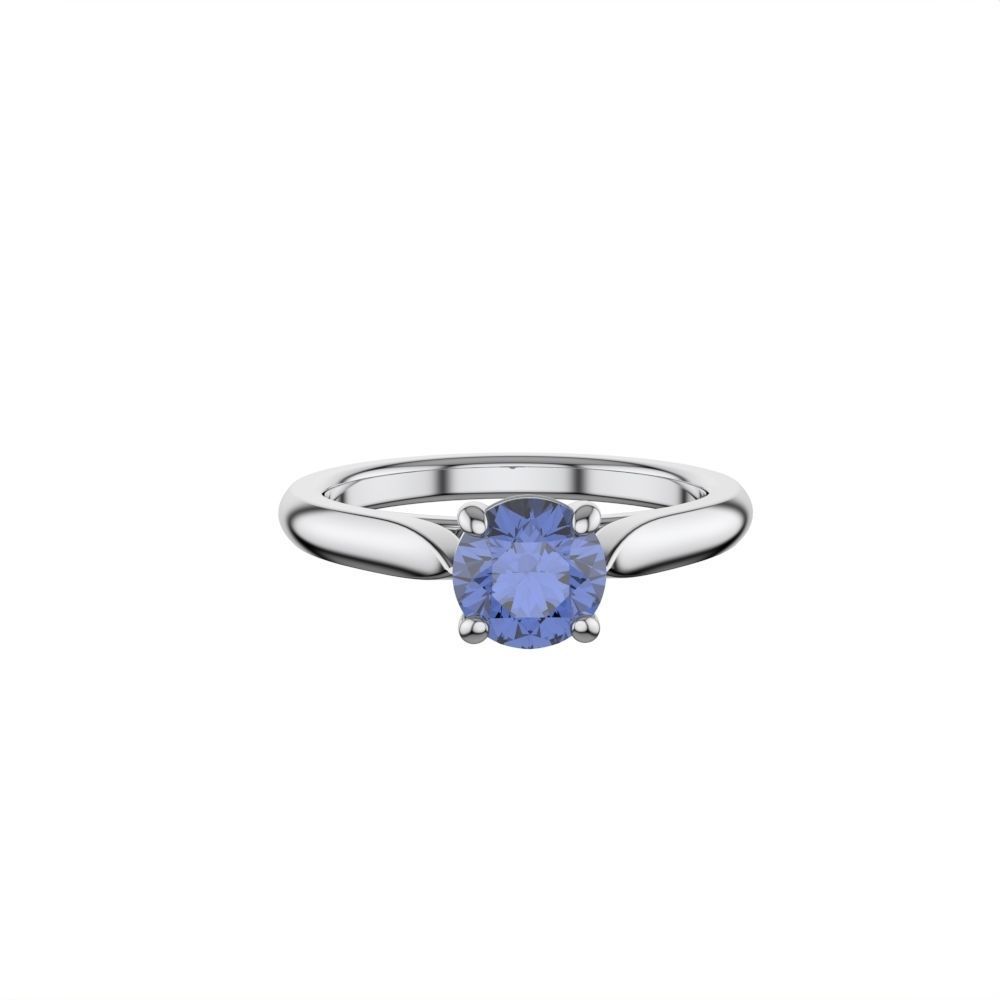 Solitaire ring 5mm gem 3D print model_4