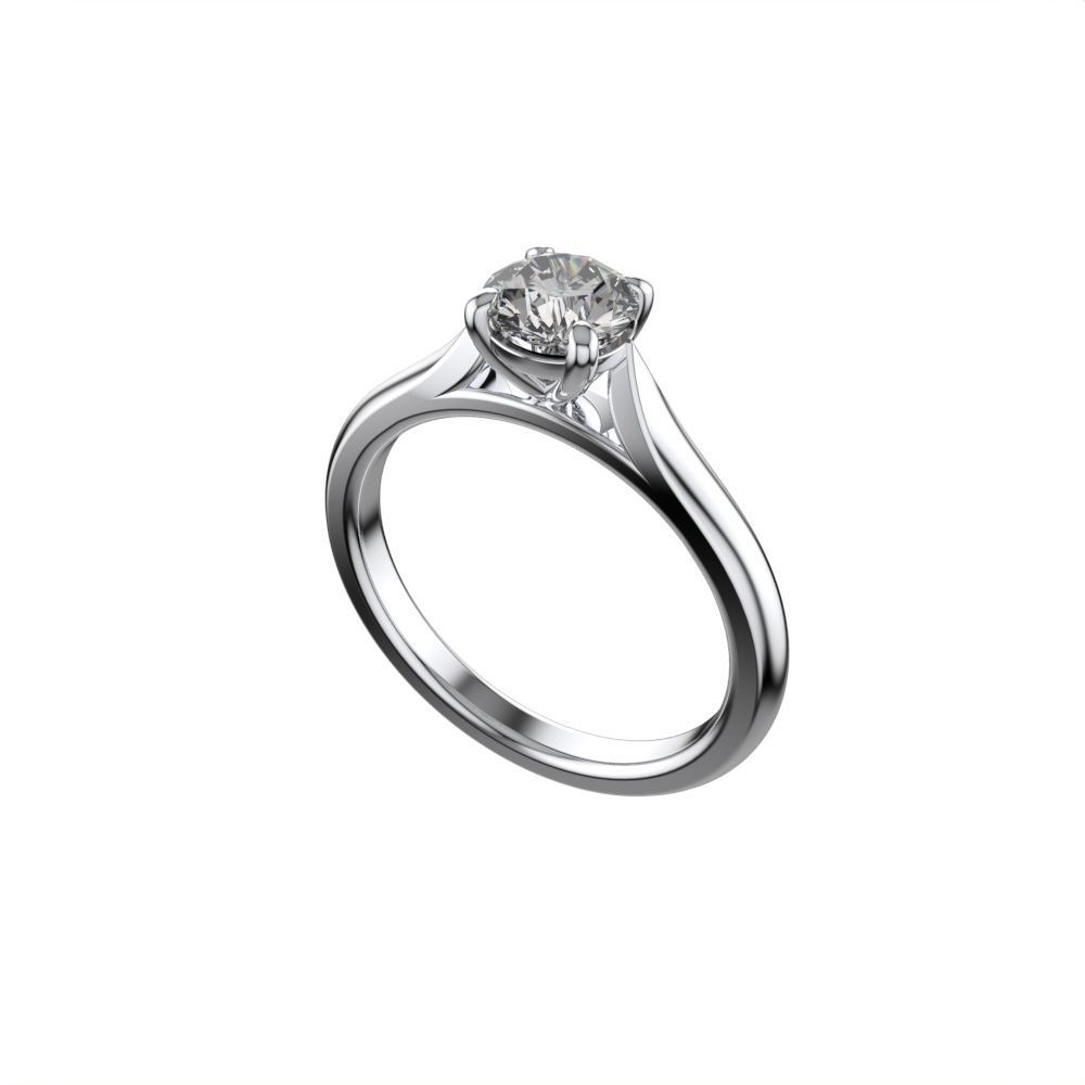 Solitaire ring 5mm gem 3D print model_2