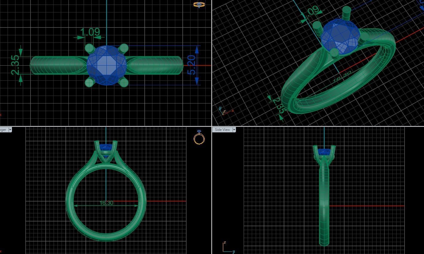 Solitaire ring 5mm gem 3D print model_11