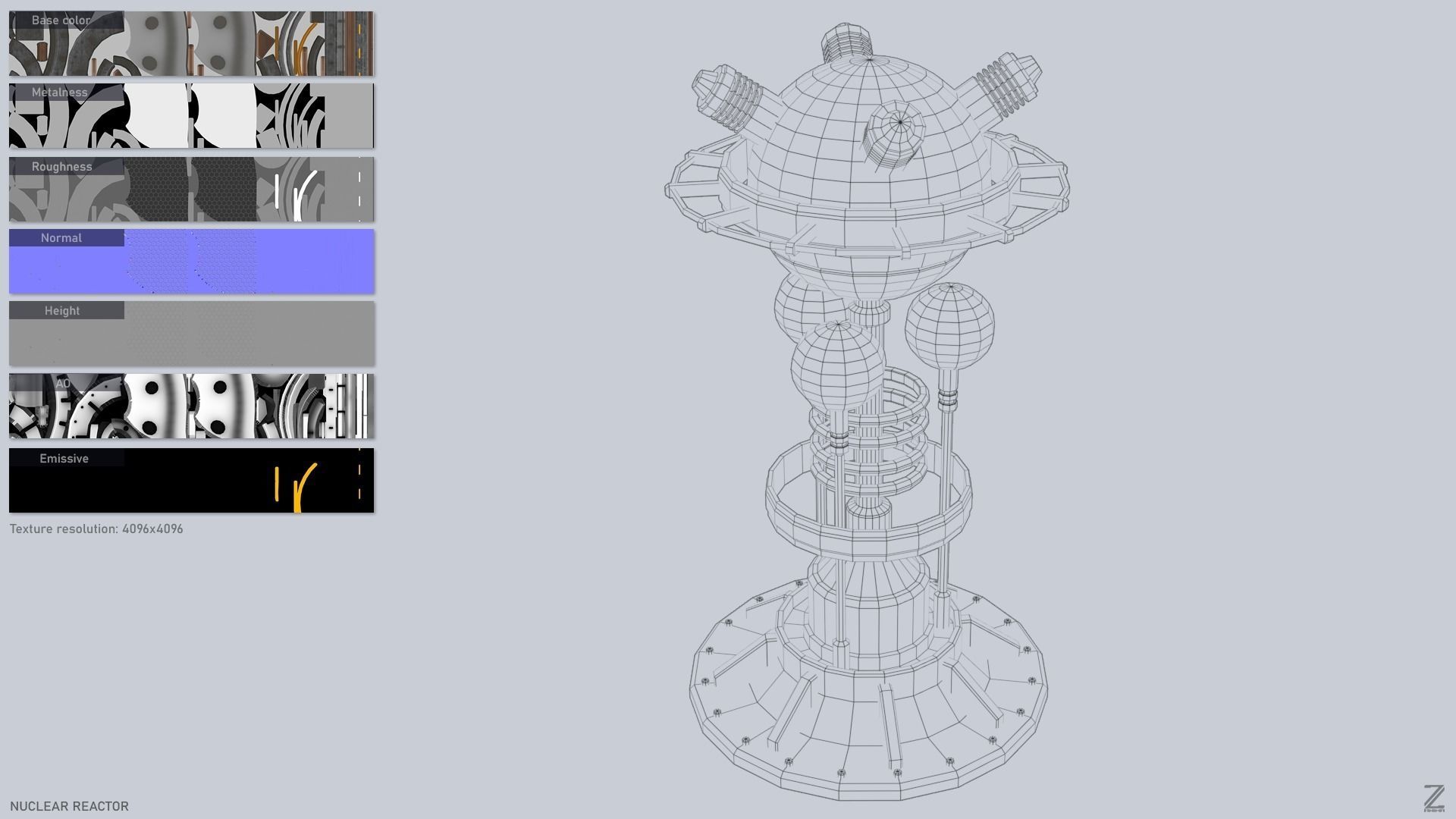 Nuclear reactor Low-poly 3D model_3