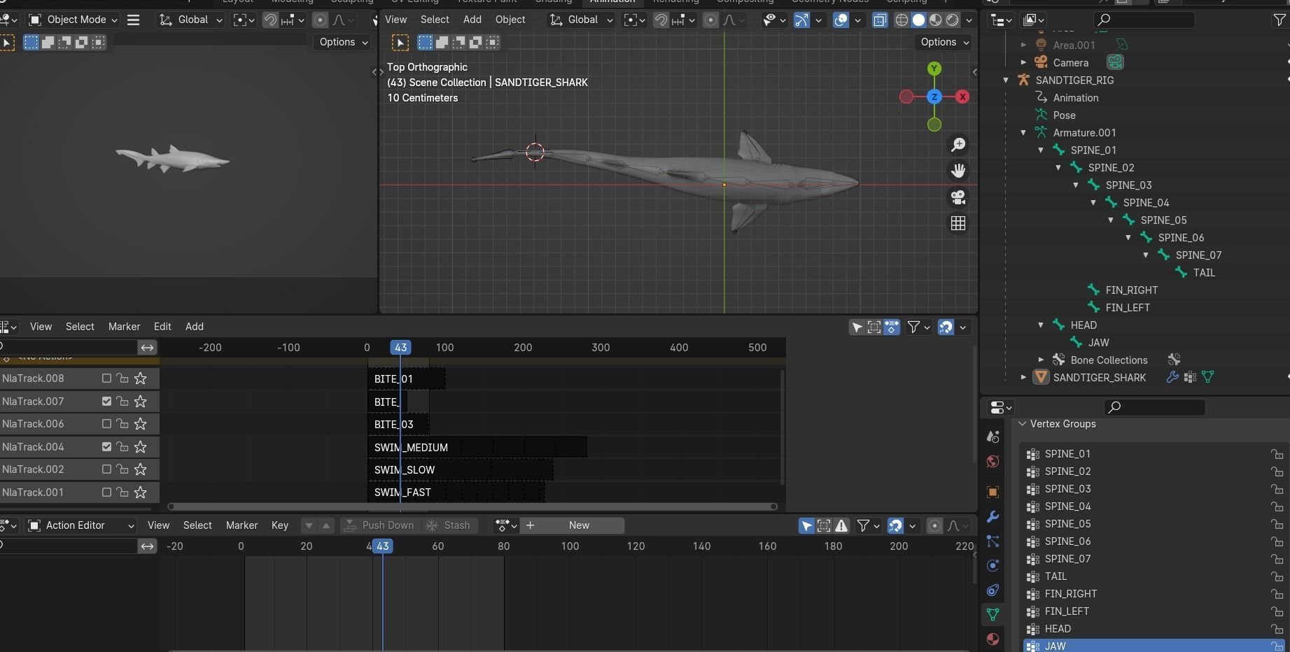 Animated Sand Tiger Shark Low-poly 3D model_5