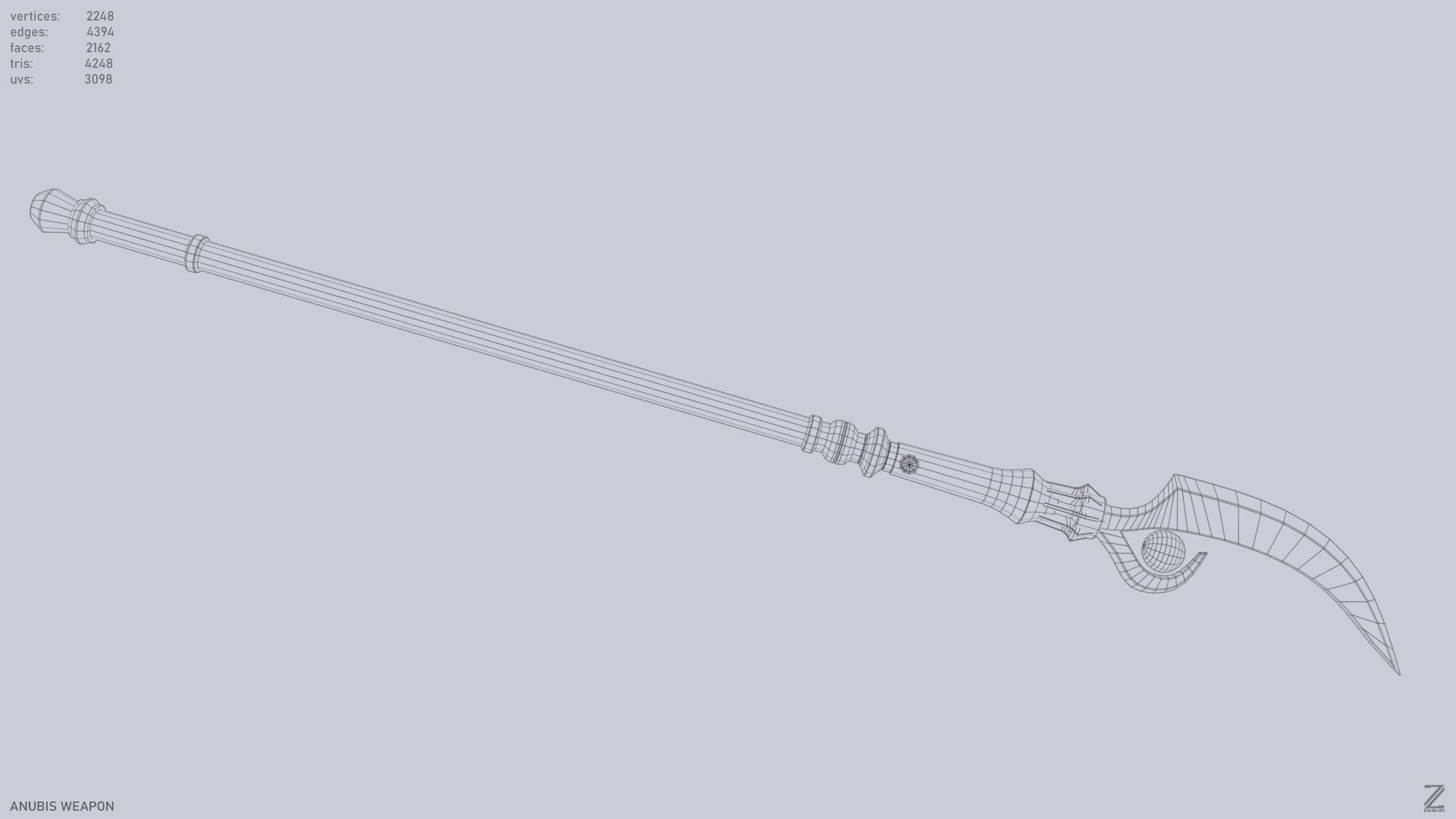 Anubis weapon Low-poly 3D model_13