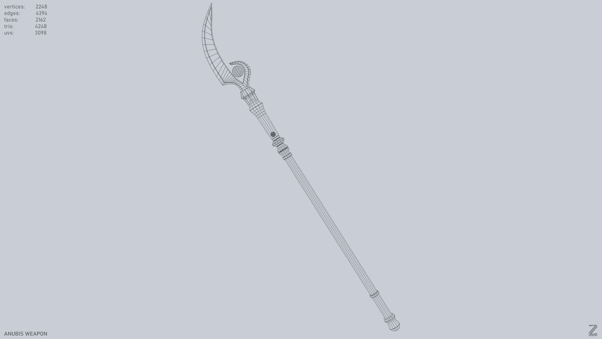 Anubis weapon Low-poly 3D model_10