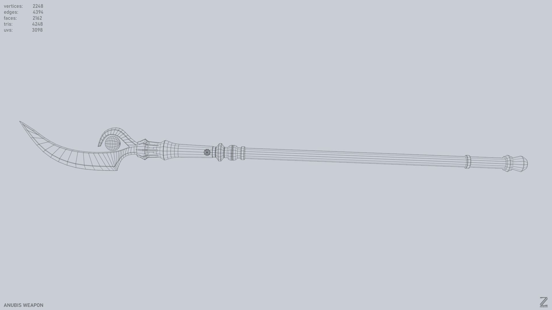 Anubis weapon Low-poly 3D model_11