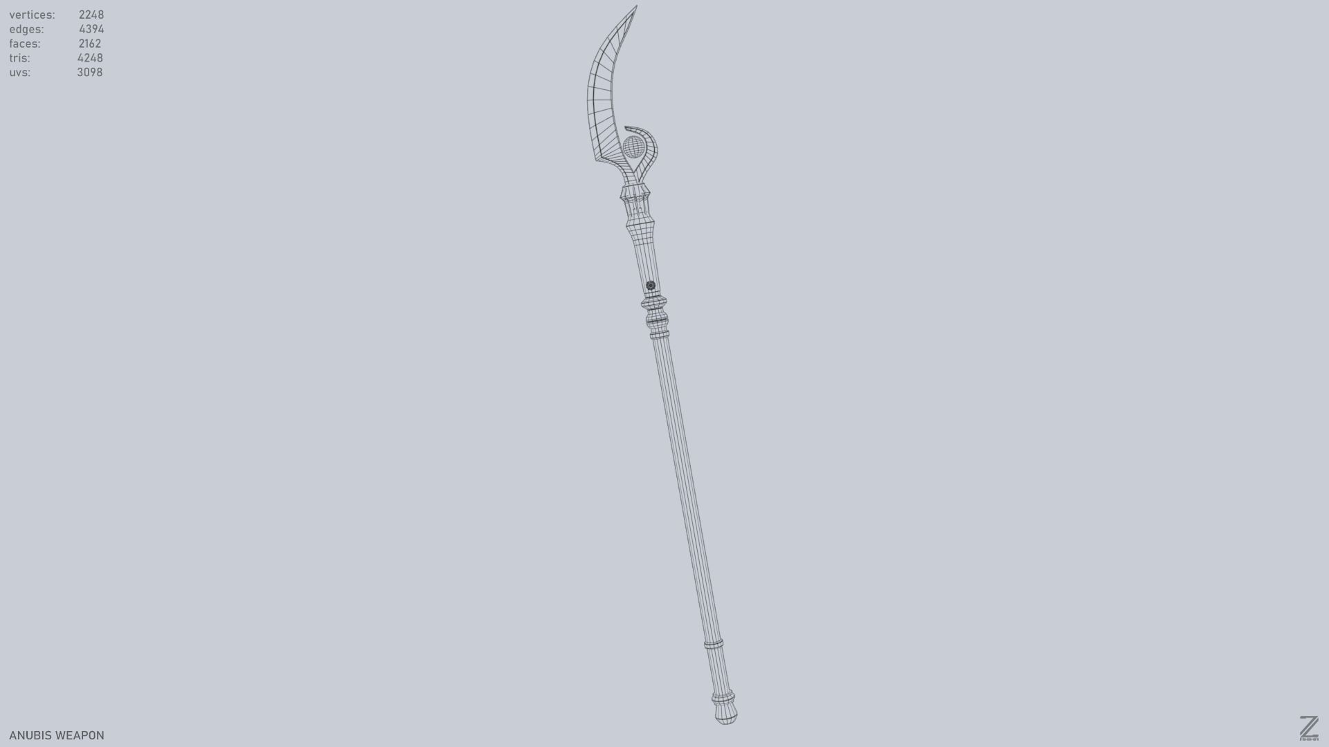 Anubis weapon Low-poly 3D model_15