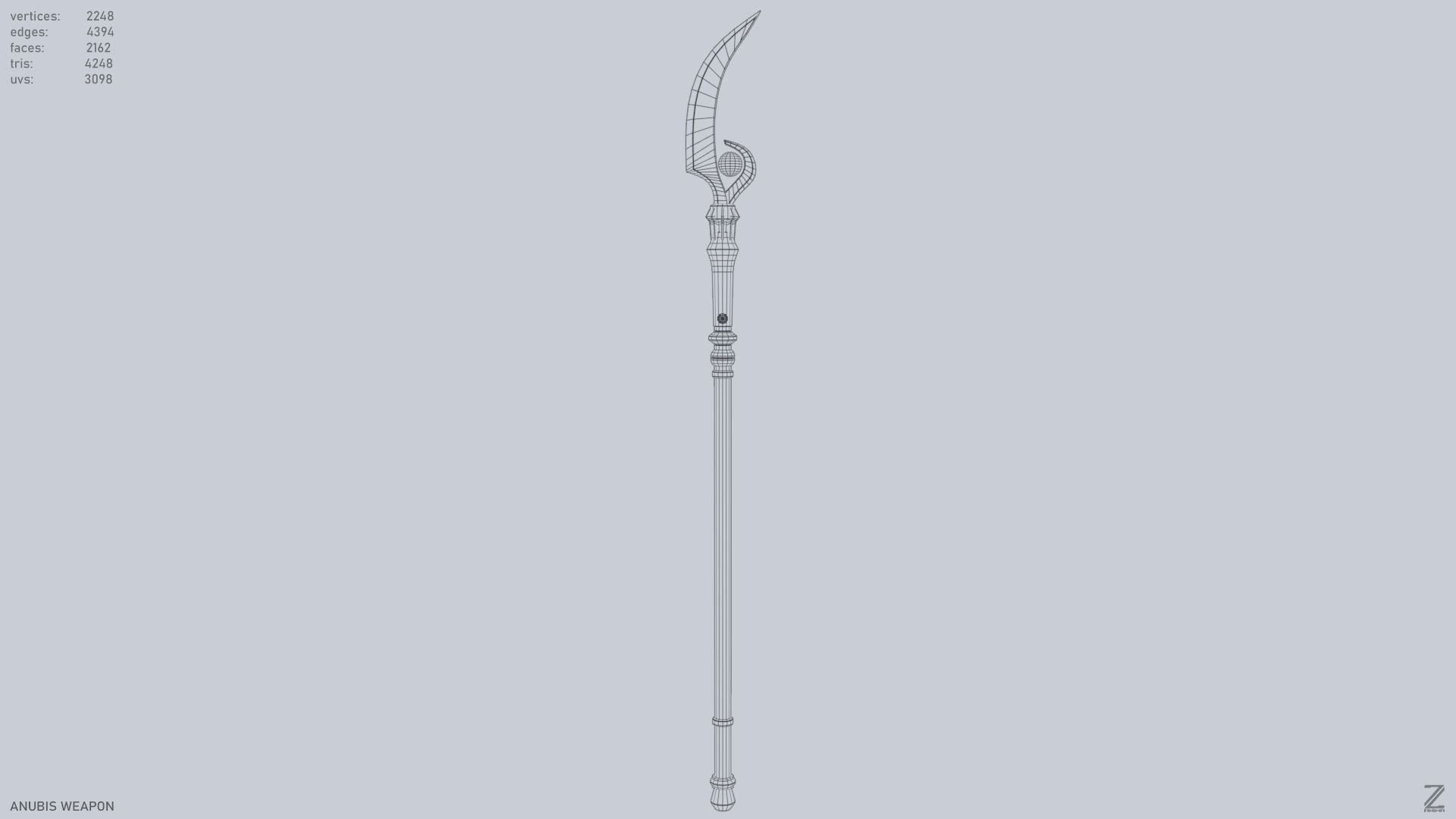 Anubis weapon Low-poly 3D model_9