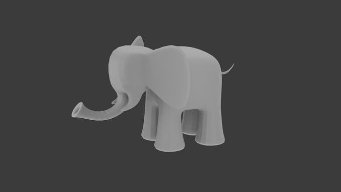 Base Mesh - Stylized Baby Elephant Low-poly 3D model