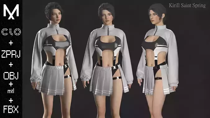  OUTFIT FEMALE  Marvelous designer Clo3d OBJ mtl FBX ZPRJ