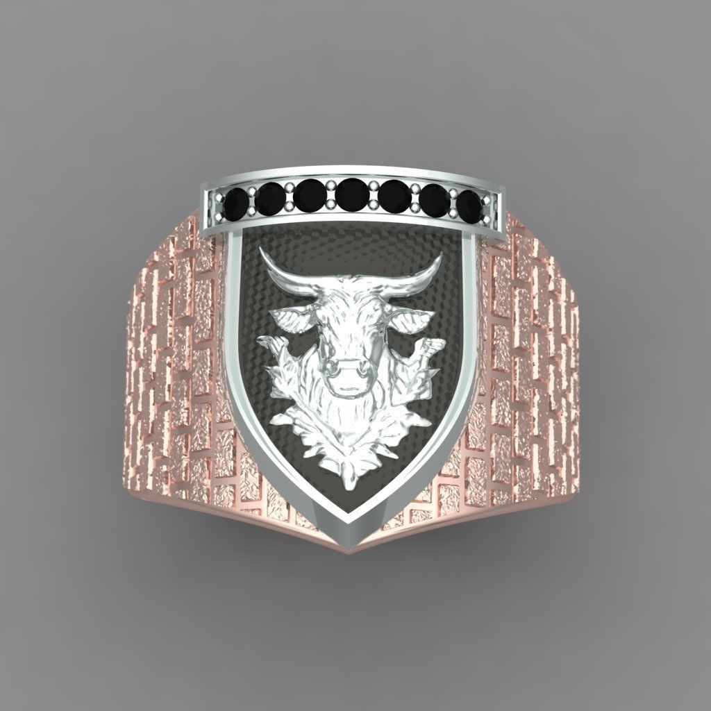 man ring  bull face mk0040 3D print model_2