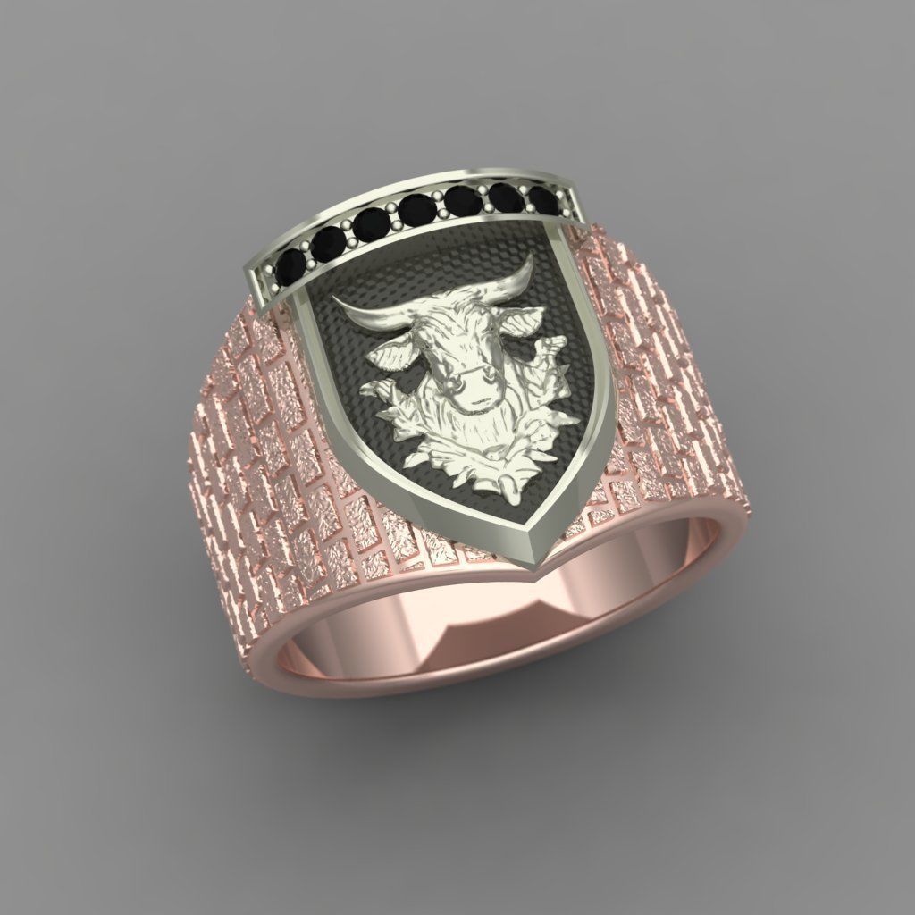 man ring  bull face mk0040 3D print model_1