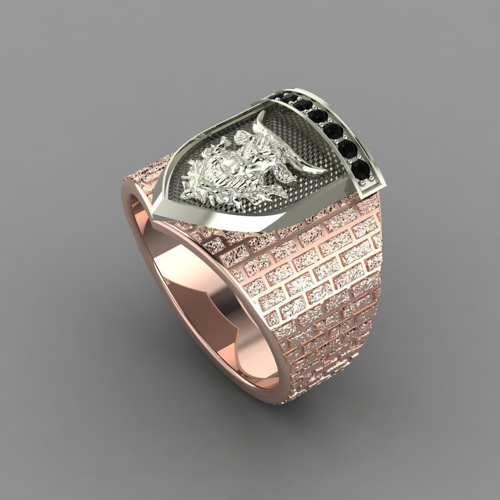 man ring  bull face mk0040 3D print model_3