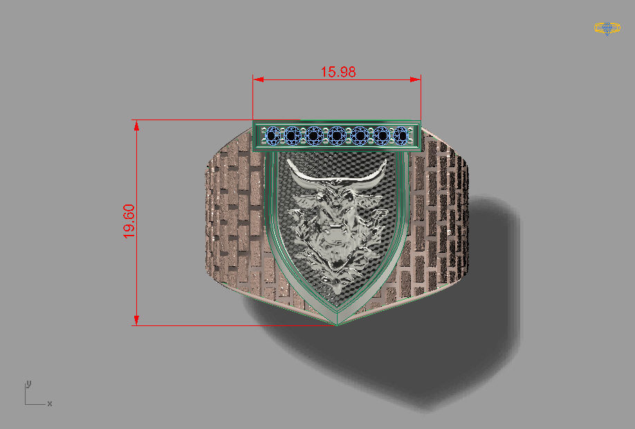 man ring  bull face mk0040 3D print model_4
