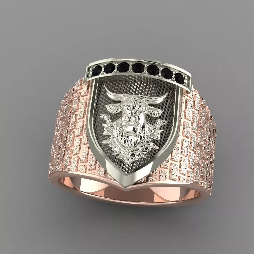 man ring  bull face mk0040 3D print model_0