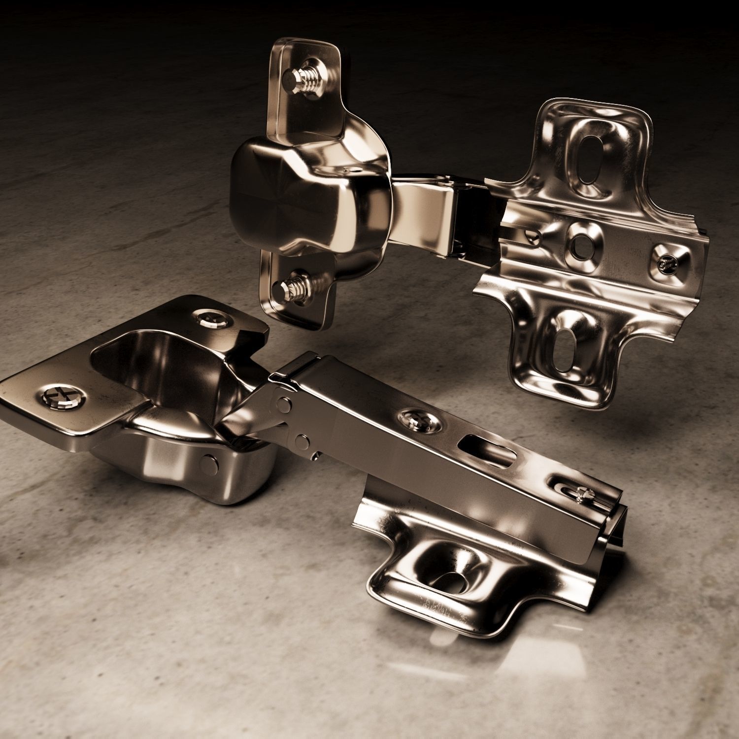 Classic furniture hinge 3D model_1