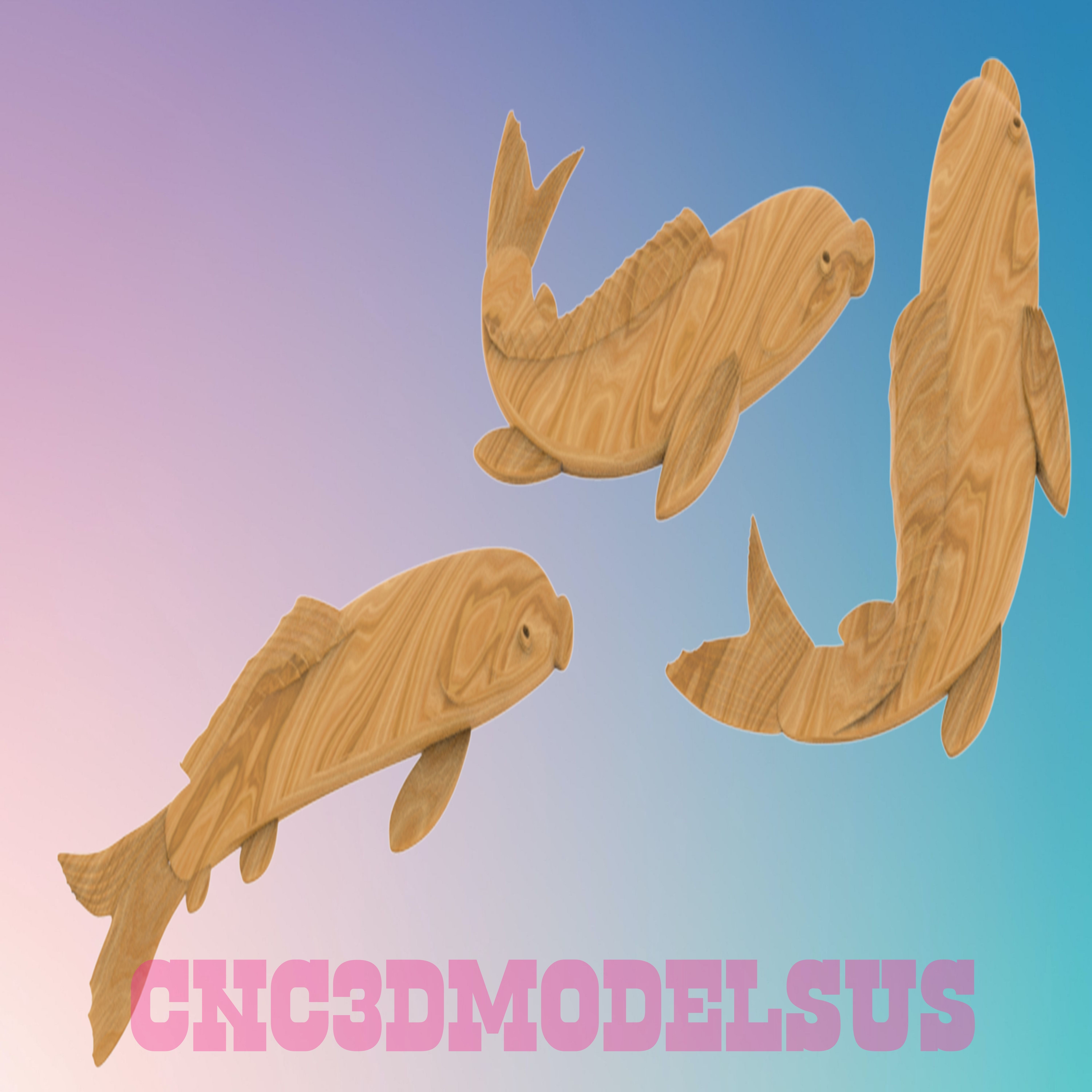 fishes 3D STL MODELS WALL DECOR STL FILE FOR CNC  3D print model_1