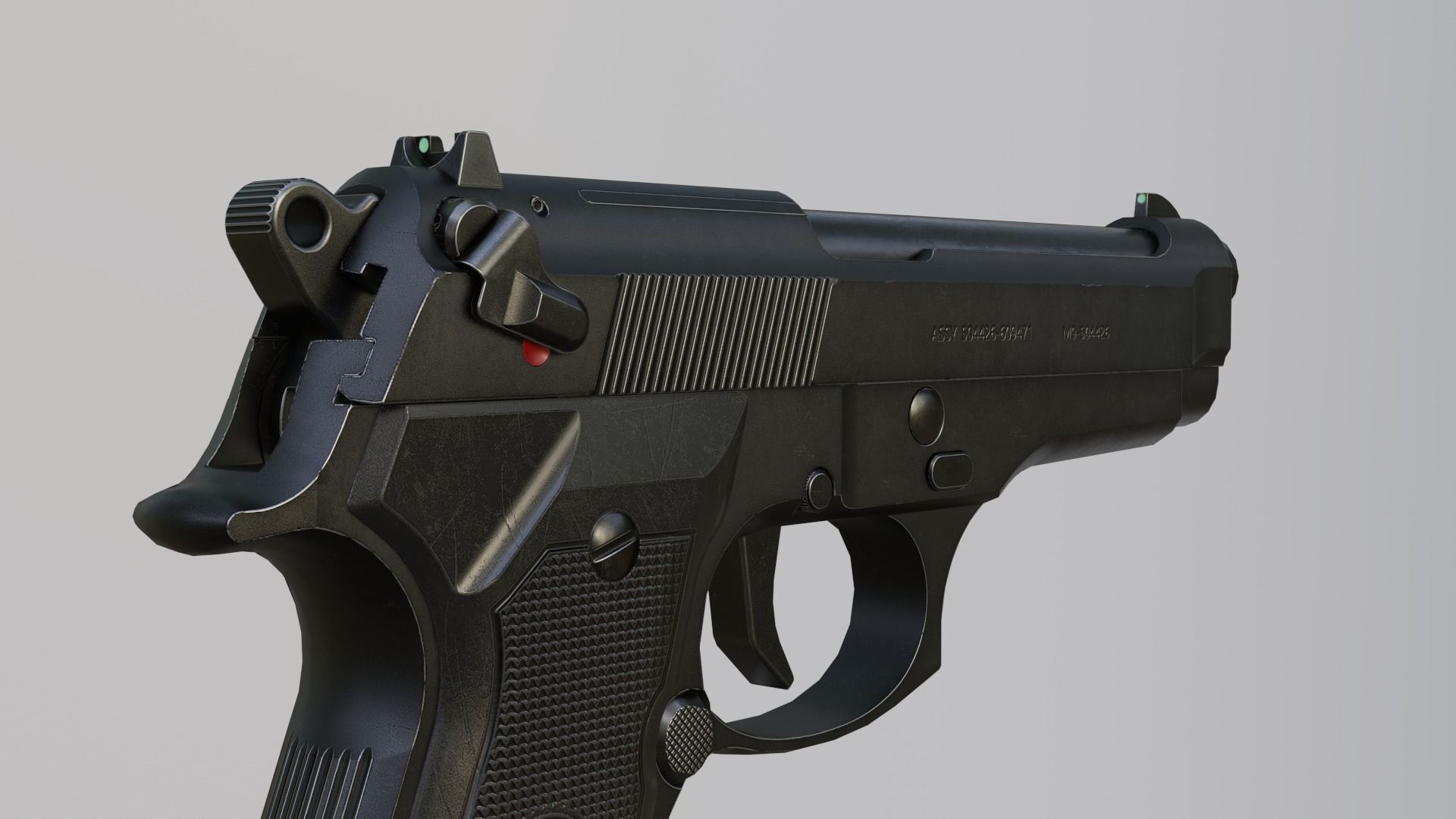 Beretta 92 Weapon Low-poly 3D model_8